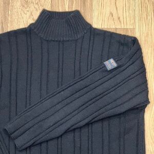 Vintage Y2K South Pole Black Ribbed Mock Neck Sweater Streetwear Size L